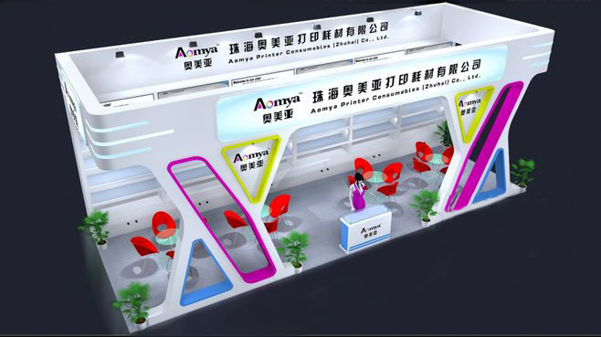 珠海展臺設(shè)計-奧美亞-打印耗材展臺設(shè)計