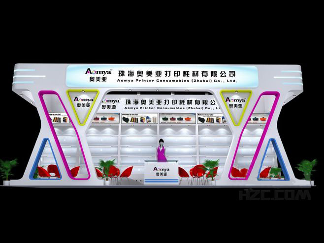 珠海展臺設(shè)計-奧美亞-打印耗材展臺設(shè)計